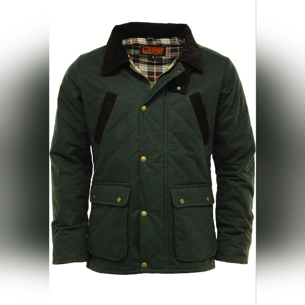 Green Military Field Jacket with Corduroy Trim - Picture 1 of 4